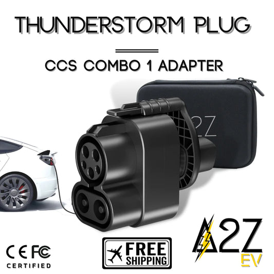 A2ZEV CCS Combo 1 (CCS1) To NACS (Tesla) Adapter - 250kW - CE & FCC CERTIFIED - A2Z Thunderstorm Plug - Fast Charge Adapter For Tesla Model S, 3, X & Y - Free Hard Case & Locking Pin