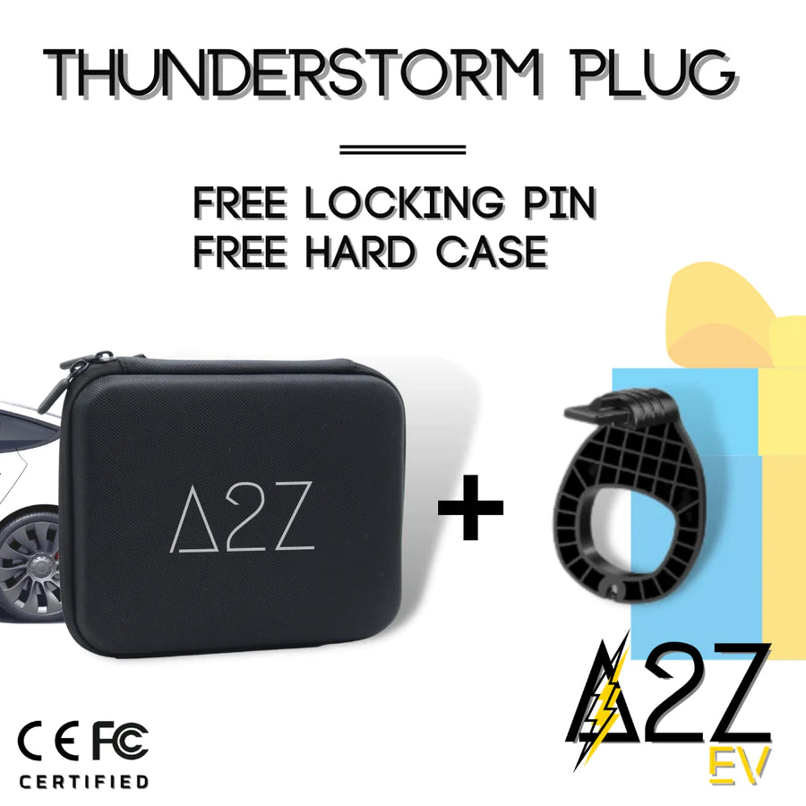 A2ZEV CCS Combo 1 (CCS1) To NACS (Tesla) Adapter - 250kW - CE & FCC CERTIFIED - A2Z Thunderstorm Plug - Fast Charge Adapter For Tesla Model S, 3, X & Y - Free Hard Case & Locking Pin