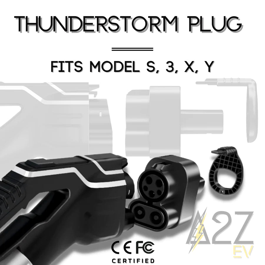 A2ZEV CCS Combo 1 (CCS1) To NACS (Tesla) Adapter - 250kW - CE & FCC CERTIFIED - A2Z Thunderstorm Plug - Fast Charge Adapter For Tesla Model S, 3, X & Y - Free Hard Case & Locking Pin